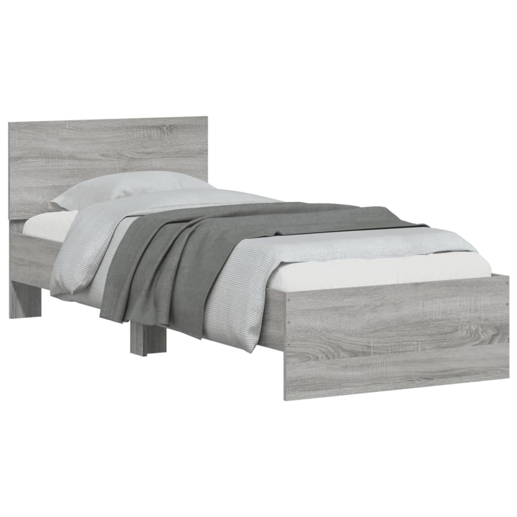 Grey Sonoma Bed Frame with Headboard 90x200 cm - No Mattress Included