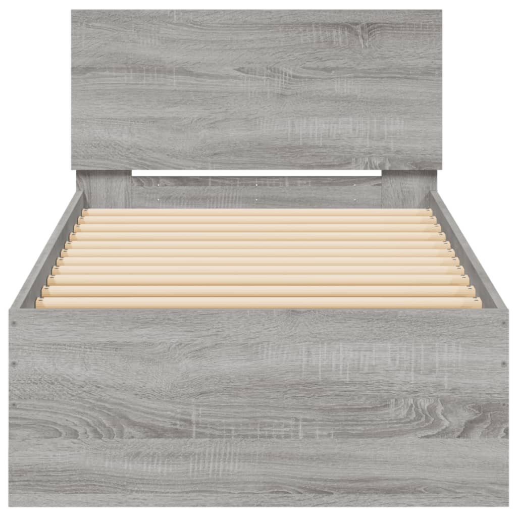 Grey Sonoma Bed Frame with Headboard 90x200 cm - No Mattress Included