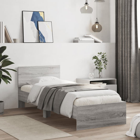 Grey Sonoma Bed Frame with Headboard 90x200 cm - No Mattress Included