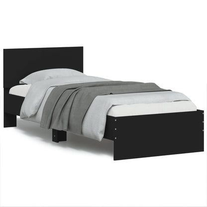 Black Metal Bed Frame with Headboard 90x190 cm Single