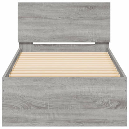 Grey Sonoma Single Bed Frame with Headboard, 90x190 cm, No Mattress