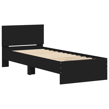 Compact Black Metal Headboard Bed Frame 75x190 cm – Small Single