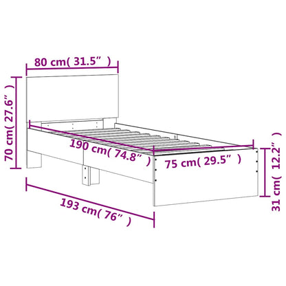 Compact Black Metal Headboard Bed Frame 75x190 cm – Small Single