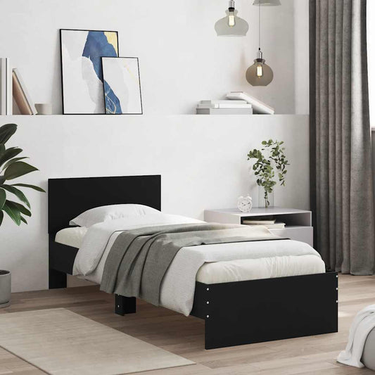 Compact Black Metal Headboard Bed Frame 75x190 cm – Small Single