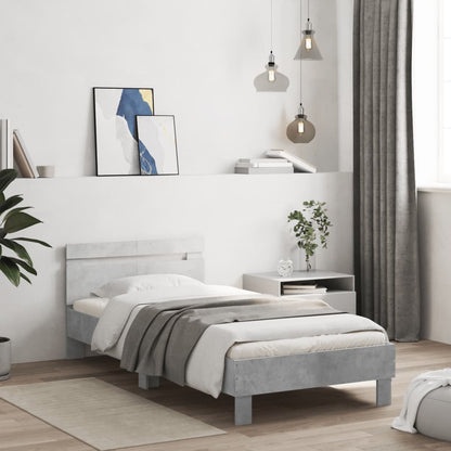 Concrete Grey LED Bed Frame 100x200 cm - Modern & Stylish Design