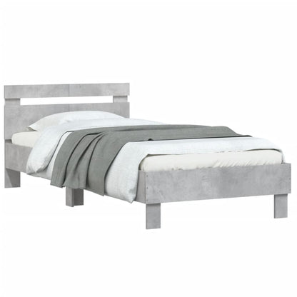 Concrete Grey LED Bed Frame 100x200 cm - Modern & Stylish Design