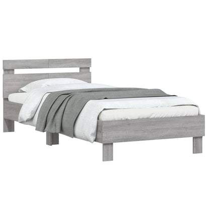 Grey Sonoma Bed Frame with LED Lights, 100x200 cm, Modern Design