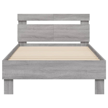 Grey Sonoma Bed Frame with LED Lights, 100x200 cm, Modern Design