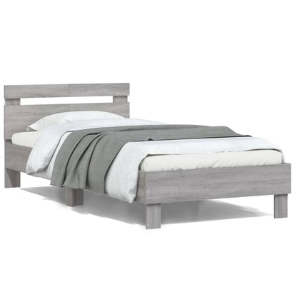 Grey Sonoma Bed Frame with LED Lights, 100x200 cm, Modern Design