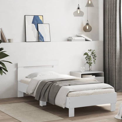 White LED Bed Frame 90x200 cm - Stylish Bedroom Decor