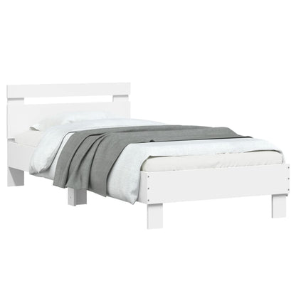 White LED Bed Frame 90x200 cm - Stylish Bedroom Decor