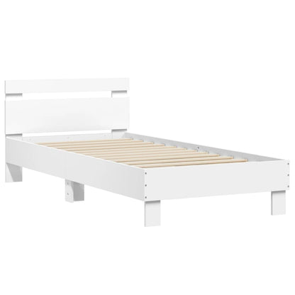 White LED Bed Frame 90x200 cm - Stylish Bedroom Decor