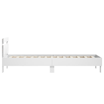 White LED Bed Frame 90x200 cm - Stylish Bedroom Decor