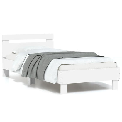 White LED Bed Frame 90x200 cm - Stylish Bedroom Decor