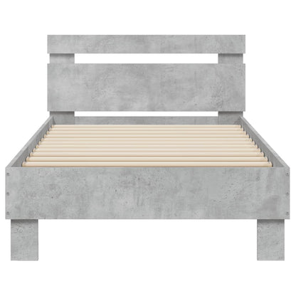Concrete Grey LED Bed Frame 90x200 cm - Modern No Mattress