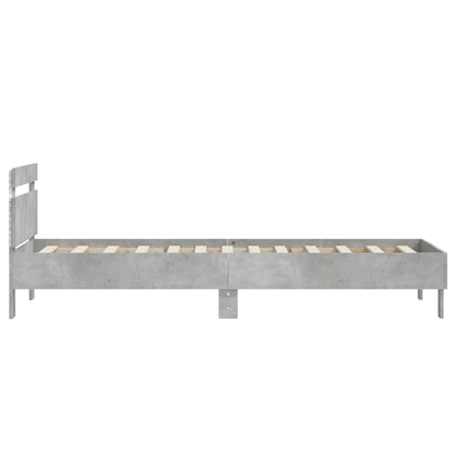 Concrete Grey LED Bed Frame 90x200 cm - Modern No Mattress