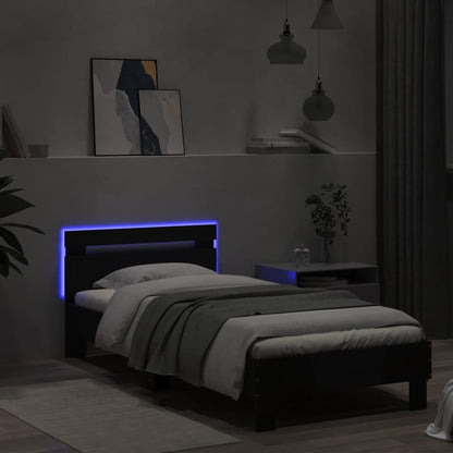 Black Metal LED Bed Frame, Small Single 75x190 cm, No Mattress