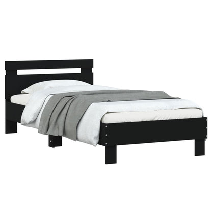 Black Metal LED Bed Frame, Small Single 75x190 cm, No Mattress
