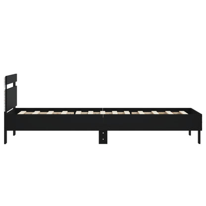 Black Metal LED Bed Frame, Small Single 75x190 cm, No Mattress