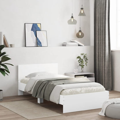 White LED Bed Frame Without Mattress, 100x200 cm, Modern Design