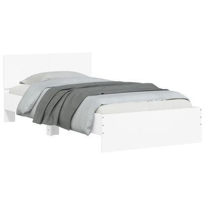 White LED Bed Frame Without Mattress, 100x200 cm, Modern Design