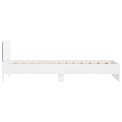 White LED Bed Frame Without Mattress, 100x200 cm, Modern Design
