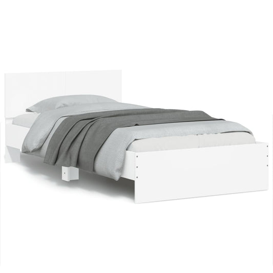 White LED Bed Frame Without Mattress, 100x200 cm, Modern Design