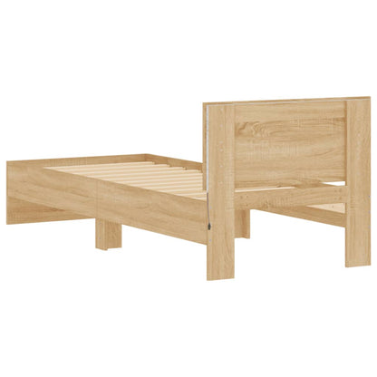 Sonoma Oak Bed Frame 90x200 cm with LED Lights (No Mattress)