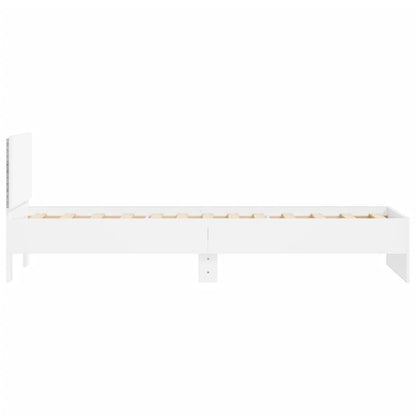 White LED Small Single Bed Frame 75x190 cm - Modern Design