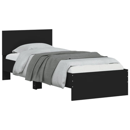 Black Metal Bed Frame w/ LED Lights, 75x190 cm Small Single