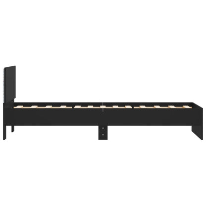 Black Metal Bed Frame w/ LED Lights, 75x190 cm Small Single