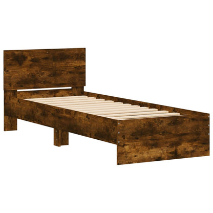 Smoked Oak LED Bed Frame 75x190 cm – Small Single, No Mattress