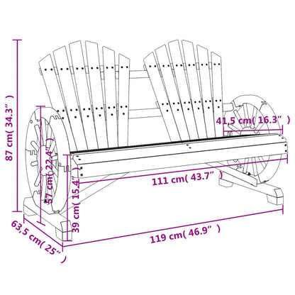 Solid Wood Fir 2-Seater Adirondack Garden Chair