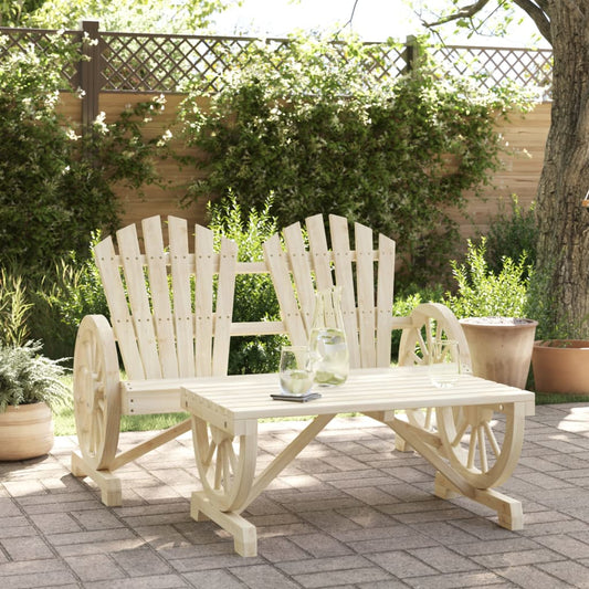 Solid Fir Wood 2-Piece Garden Lounge Set - Elegant Outdoor Relaxation