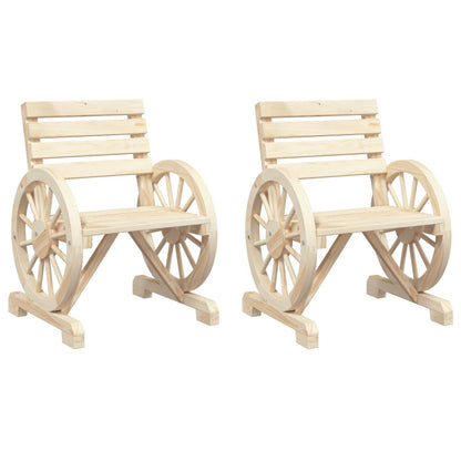 Solid Wood Fir Garden Chairs Set, 2 pcs, 58x58x78.5 cm