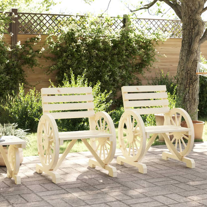 Solid Wood Fir Garden Chairs Set, 2 pcs, 58x58x78.5 cm