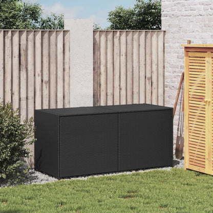 Black Poly Rattan Garden Storage Box - 283L Capacity