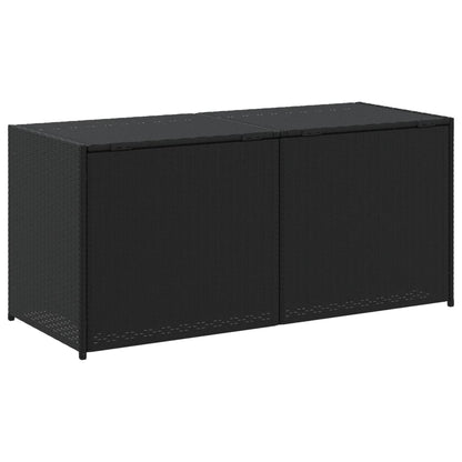Black Poly Rattan Garden Storage Box - 283L Capacity