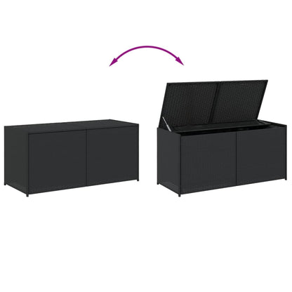 Black Poly Rattan Garden Storage Box - 283L Capacity