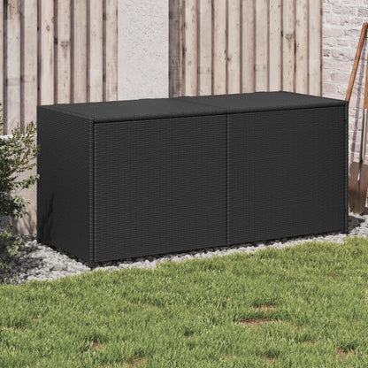 190L Poly Rattan Garden Storage Box on Wheels - Black