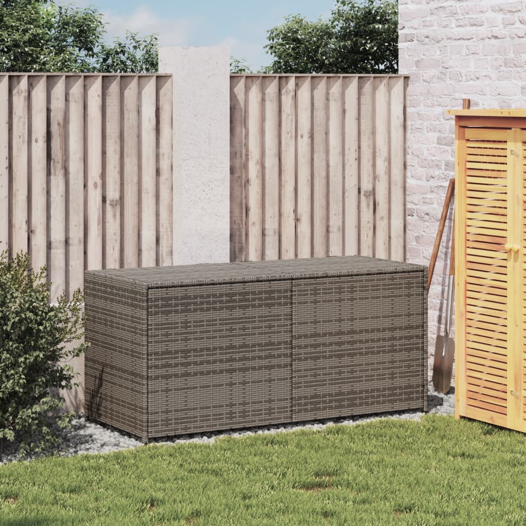 Grey Poly Rattan Garden Storage Box - 283L Capacity