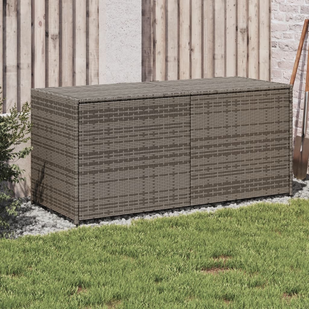 190L Poly Rattan Garden Storage Box on Wheels - Black