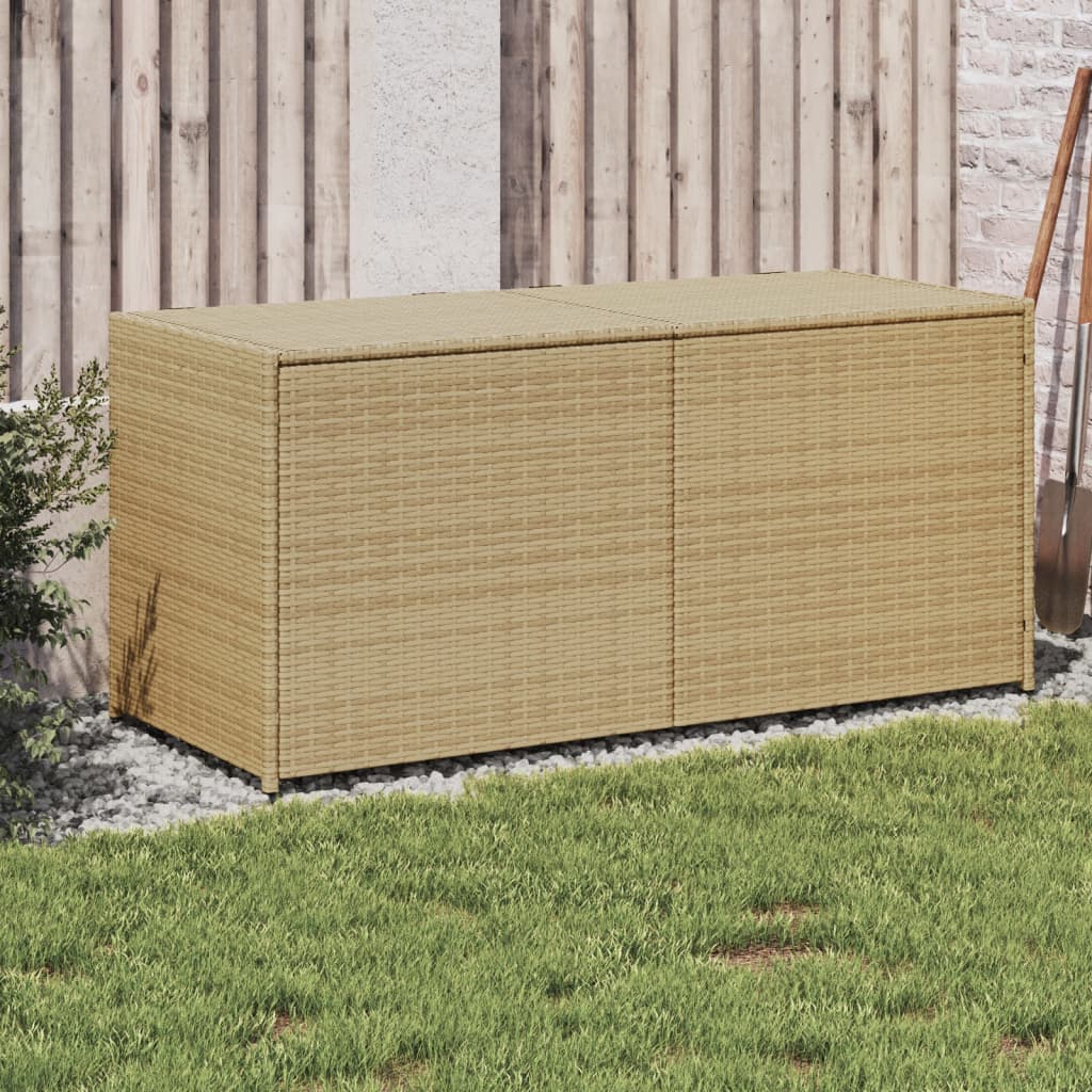 190L Poly Rattan Garden Storage Box on Wheels - Black