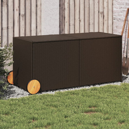 190L Poly Rattan Garden Storage Box on Wheels - Black