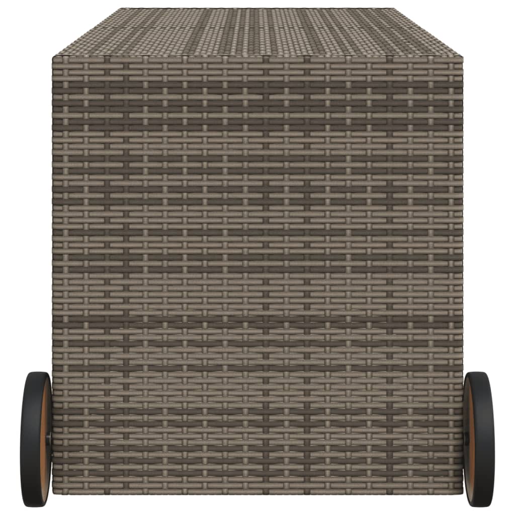 Grey Poly Rattan Garden Storage Box with Wheels - 283L Capacity