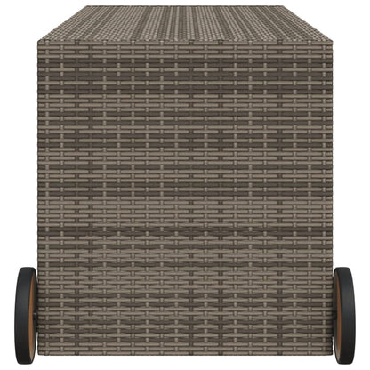Grey Poly Rattan Garden Storage Box with Wheels - 283L Capacity