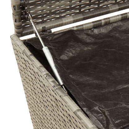 Grey Poly Rattan Garden Storage Box with Wheels - 283L Capacity