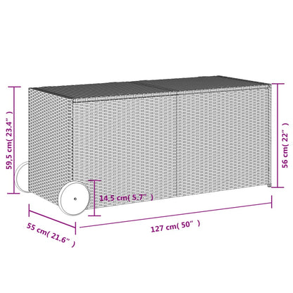 Grey Poly Rattan Garden Storage Box with Wheels - 283L Capacity