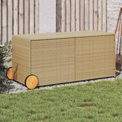 190L Poly Rattan Garden Storage Box on Wheels - Black