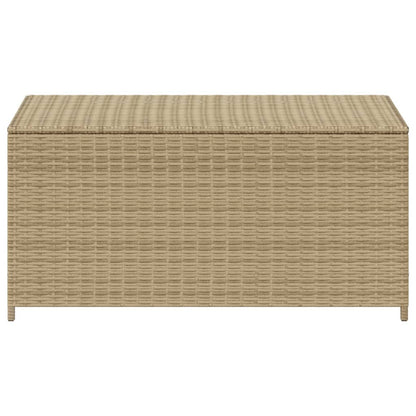 Beige Poly Rattan Garden Storage Box - 190L Capacity